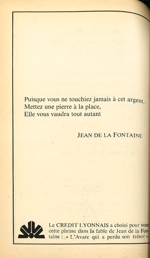 Publicité Poésie 1 Crédit Lyonnais juillet-août 1976