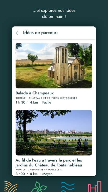 Ecran d'affichage des idées de parcours