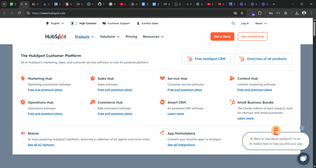 Le sens des icônes n’est pas évident mais leur lisibilité dans le menu HubSpot offre un repère visuel agréable.