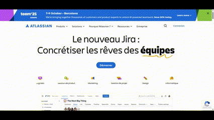 Le sous menu de Jira s’ouvre avec une animation et grâce à un fond flouté, la navigation est claire.